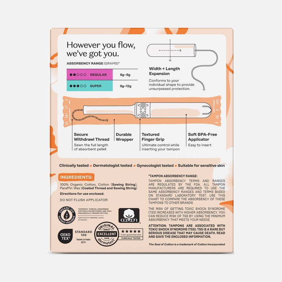 The Honey Pot Duo Pack Organic Cotton BPA Free Applicator Tampon, 18 ct., , large image number 1