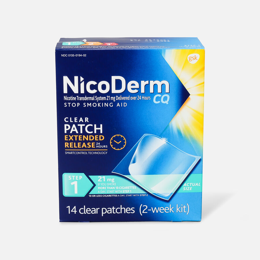 NicoDerm CQ Step 1 Nicotine Patches, Two Week Supply, 14 ct