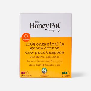The Honey Pot Duo Pack Organic Cotton BPA Free Applicator Tampon, 9 ct.
