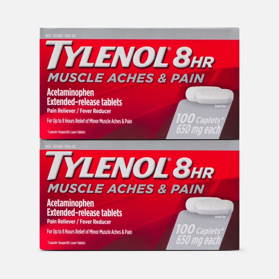 Tylenol 8 HR Muscle Aches and Pain Caplets, 100 ct. (2-Pack), , large image number 0