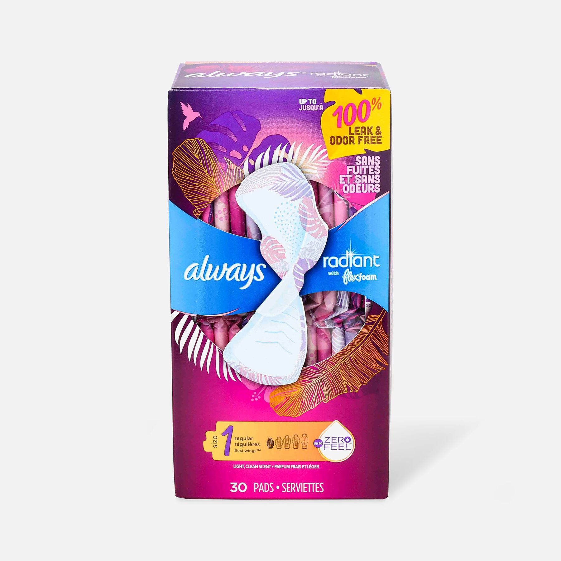 Always Radiant FlexFoam Pads with Wings, Scented