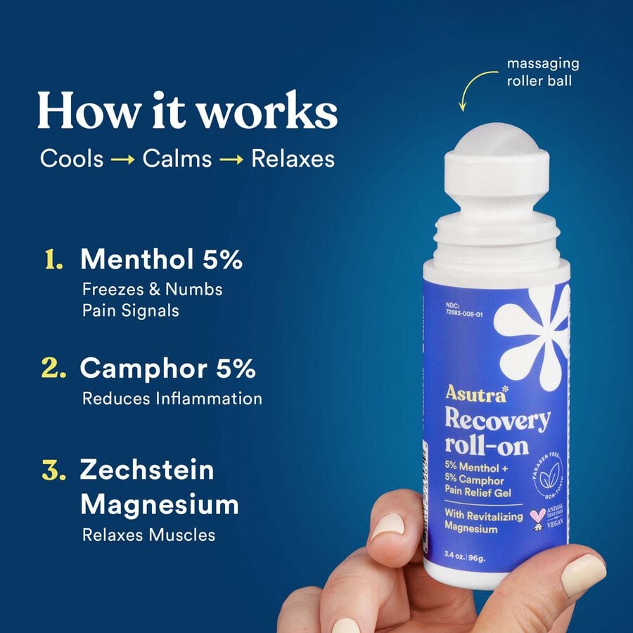 Asutra Recovery Roll On with Menthol, Camphor, and Magnesium, 3.4 oz., , large image number 3