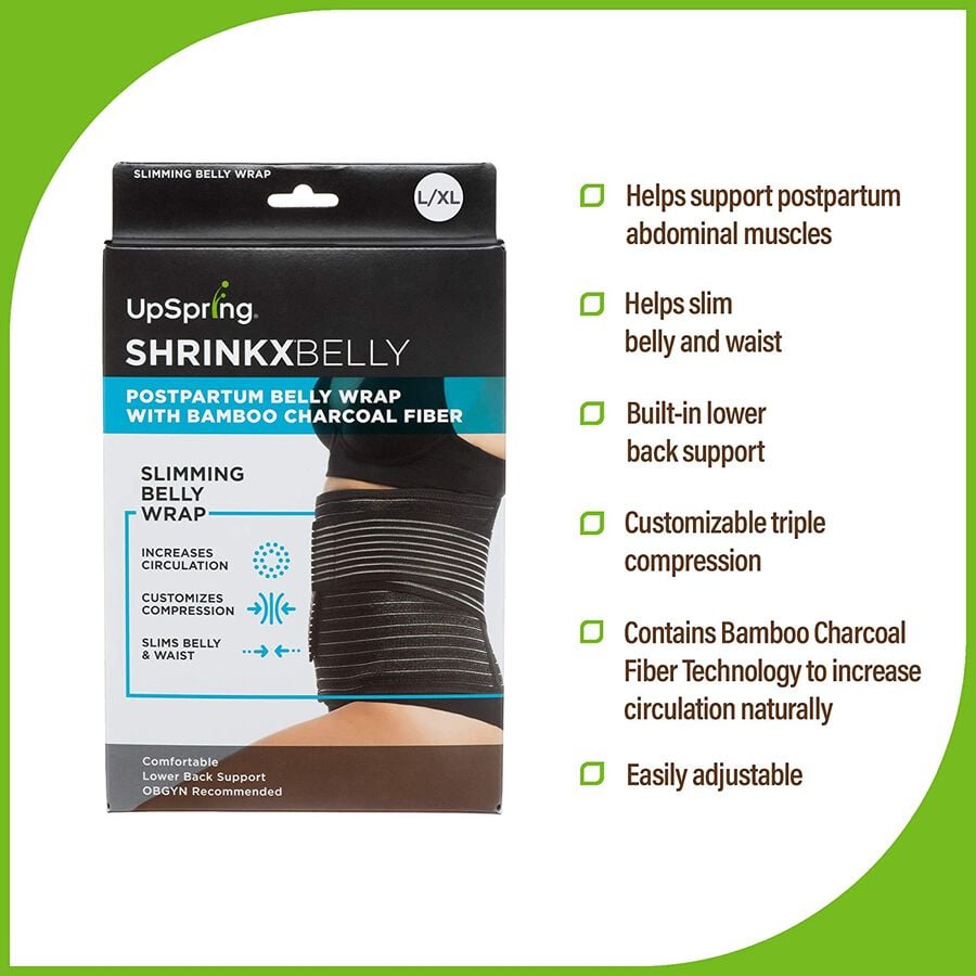 Shrinkx Belly Postpartum Belly Wrap with Bamboo Charcoal Fiber, Black, L/XL, , large image number 4
