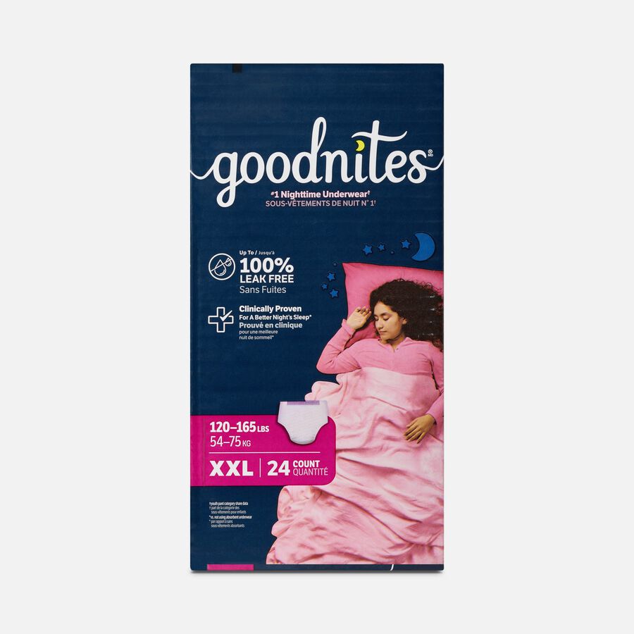 Goodnites&reg; Girls&rsquo; Nighttime Bedwetting Underwear, XXL (120-165 lbs.), 24 ct., , large image number 0
