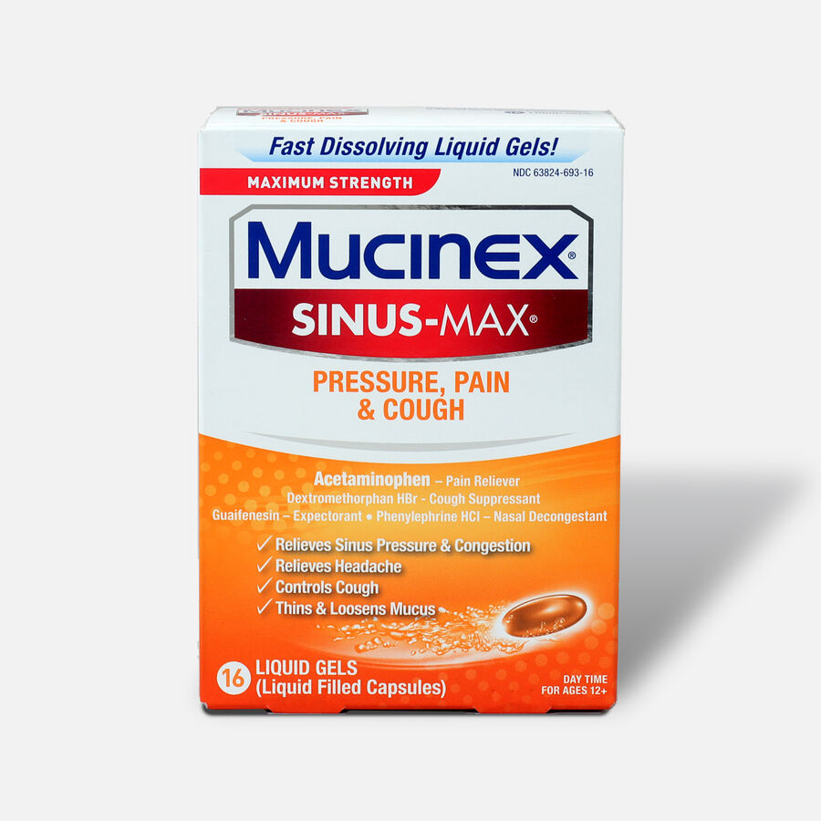 Mucinex Sinus-Max Liquid Gels Pressure, Pain and Cough, 16 ct., , large image number 0