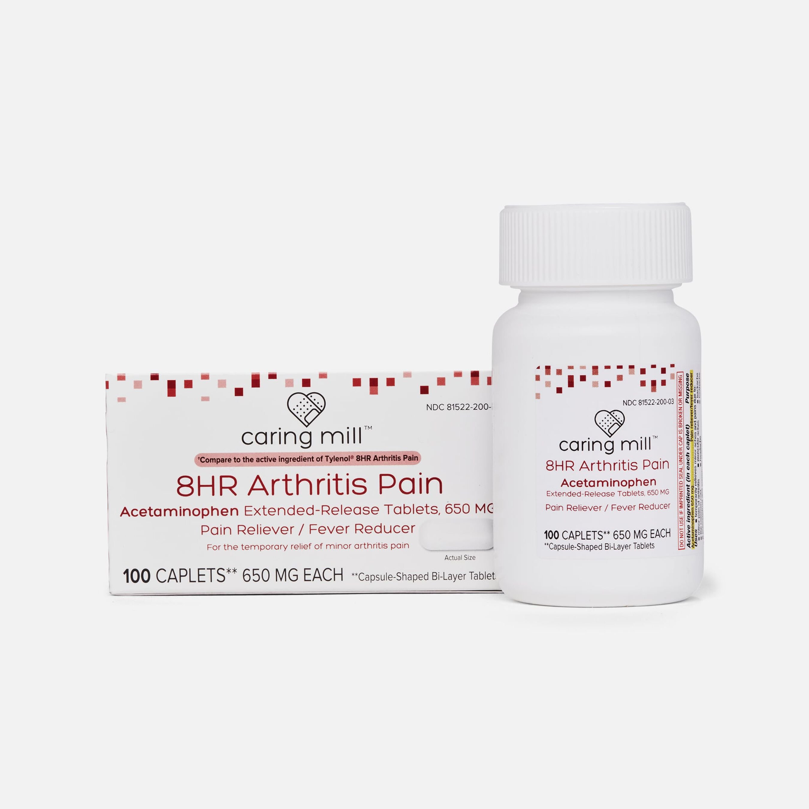 FSA Eligible Caring Mill 8 HR Arthritis Acetaminophen, 100 ct. FSA Store