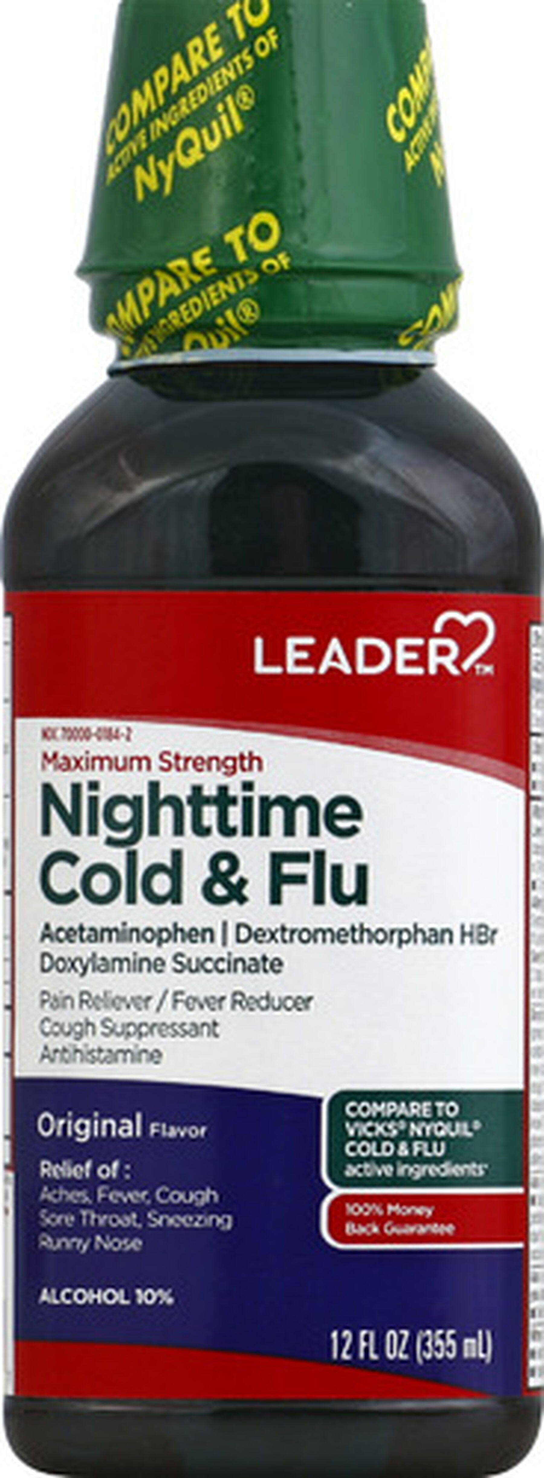 LEADER™ Cold & Flu Nighttime Maximum Strength Liquid 12 oz