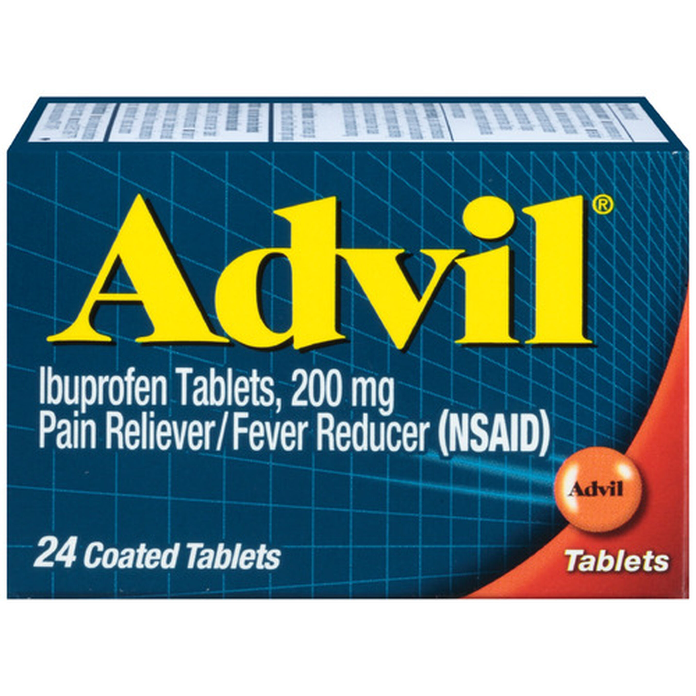 Advil Pain Reliever and Fever Reducer Coated Tablets, 200mg, 24 ct