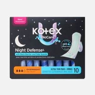 Kotex&reg; BioCare&trade; Ultra Thin Overnight Pads With Wings, Heavy Absorbency, 10 ct.