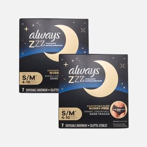 Always ZZZ Overnight Disposable Period Underwear, Small/Medium, 7 ct. (2-Pack)
