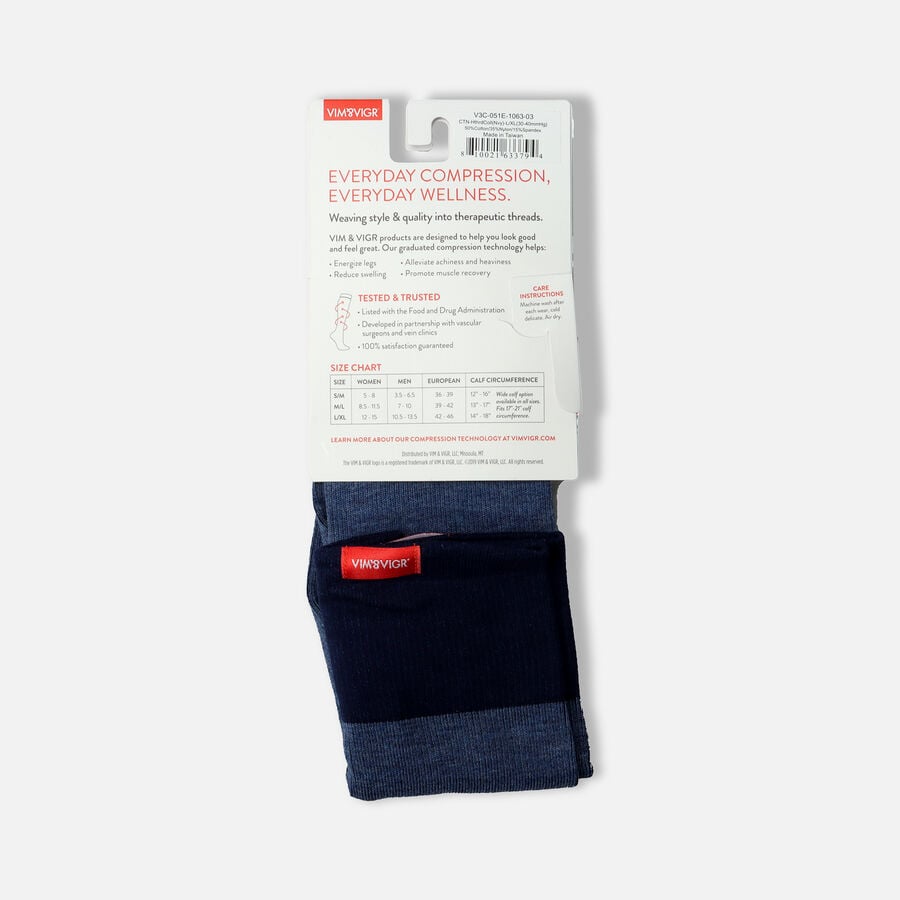 VIM & VIGR Cotton Compression Socks, Heathered Collection Navy, L/XL, 30-40 mmHg, , large image number 2