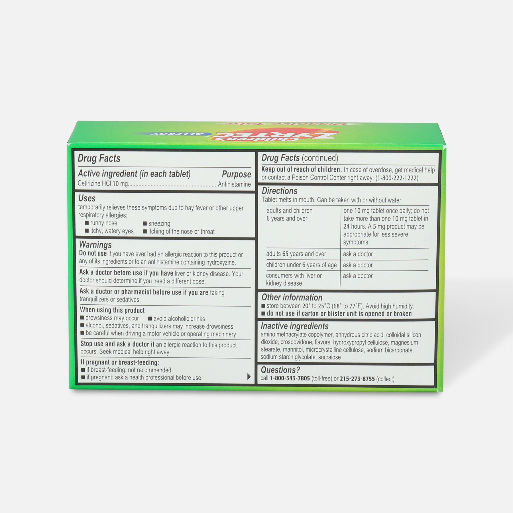 Children's Zyrtec Allergy Dissolve Tablets, Citrus Flavored
