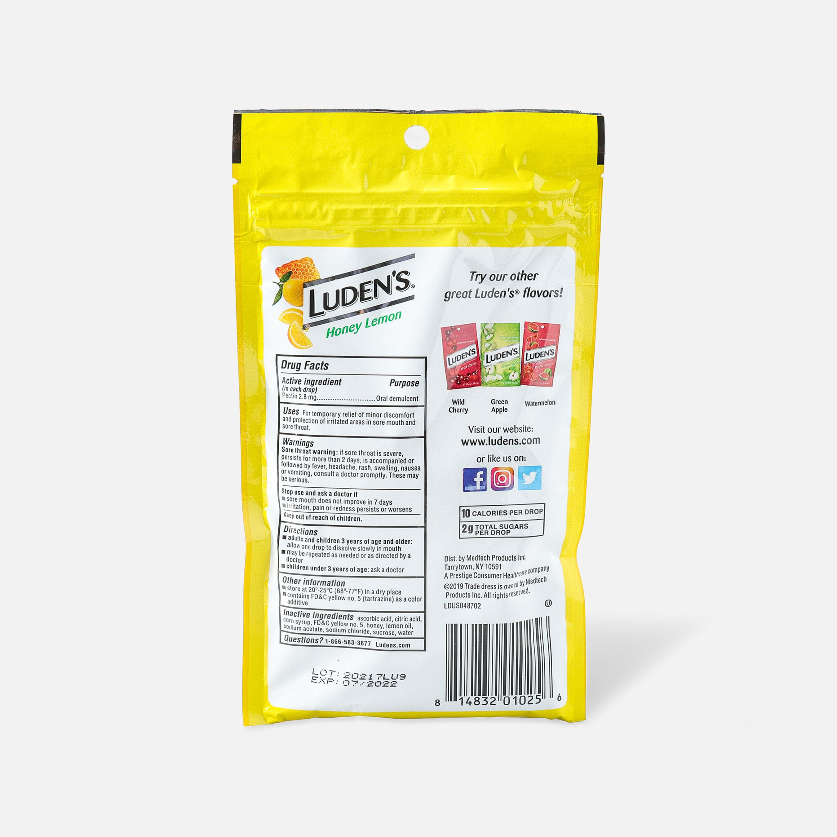 Luden's Honey Lemon Throat Drops, 25 ct.