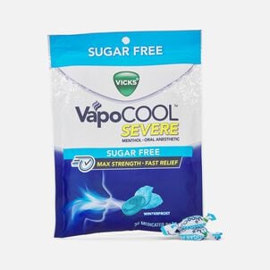 Vicks VapoCool Severe Sugar-Free Medicated Sore Throat Relief Drops, Winterfrost, 30 ct.