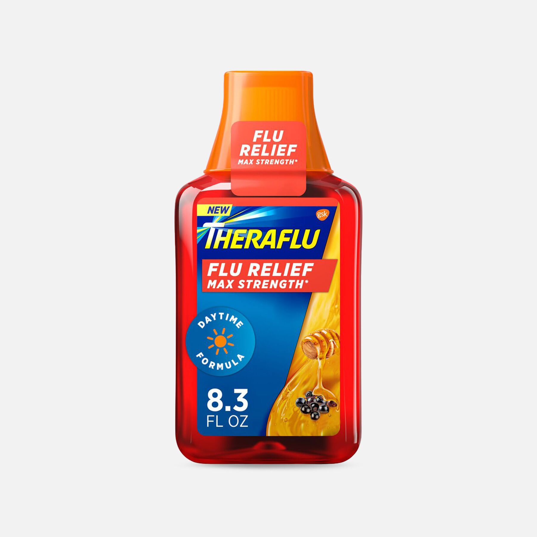 FSA Eligible TheraFlu Max Strength Daytime Flu Relief Syrup, Honey