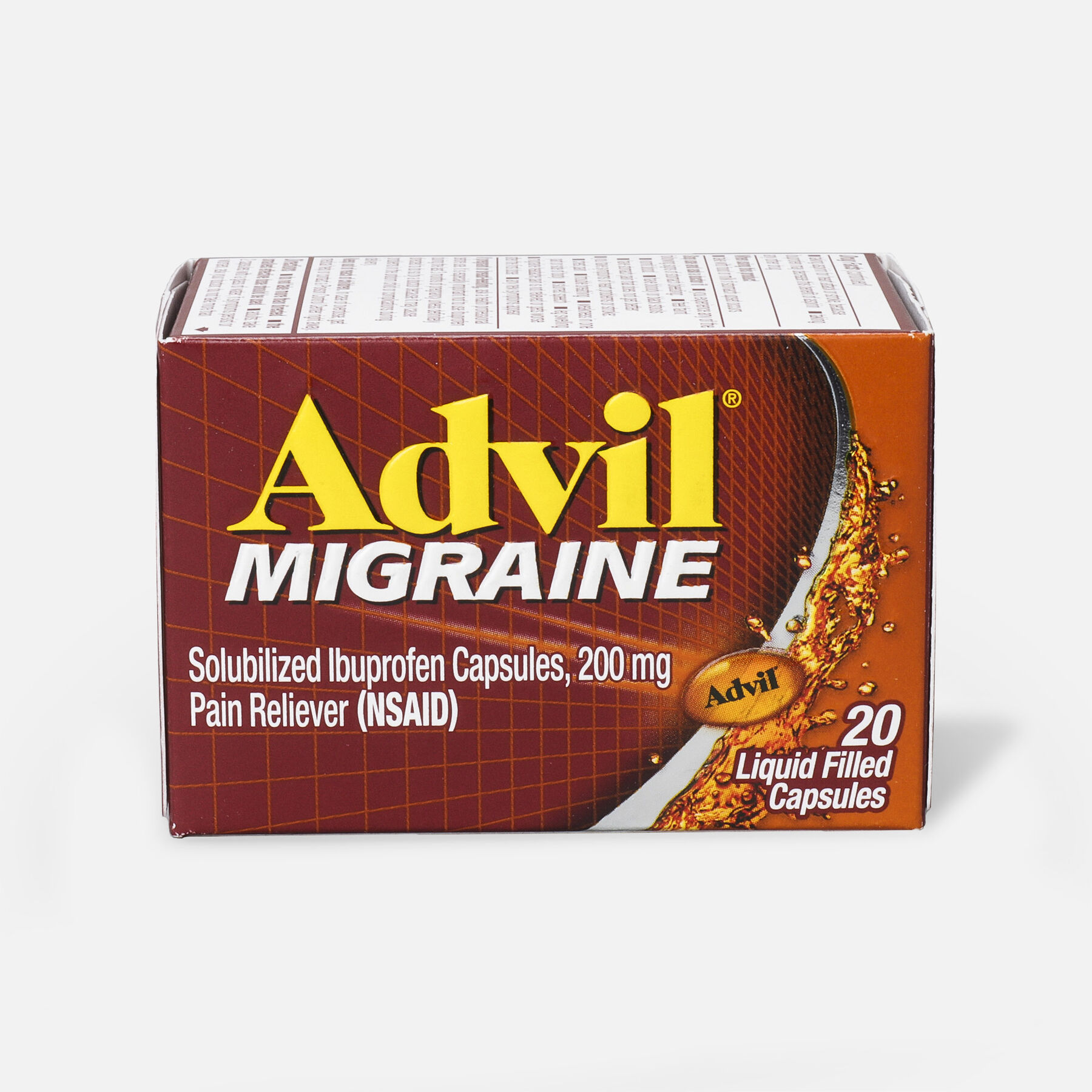 Advil Migraine Pain Reliever and Fever Reducer Liquid Filled Capsules, 200mg, 20 ct
