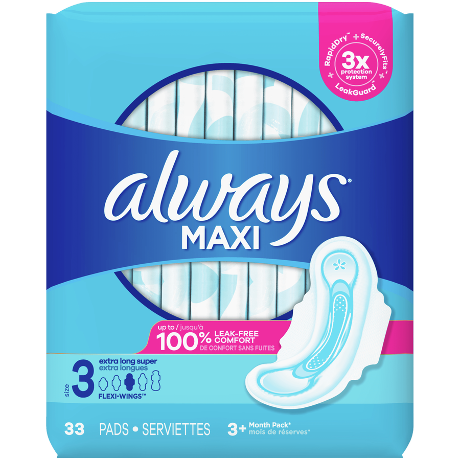 Always Maxi Pads with Wings, Unscented
