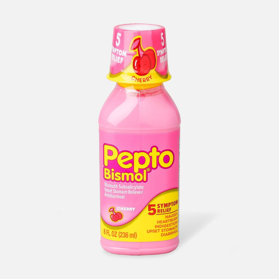 Pepto Bismol 5 Symptom Stomach Relief Liquid, Cherry Flavor, 8 Oz