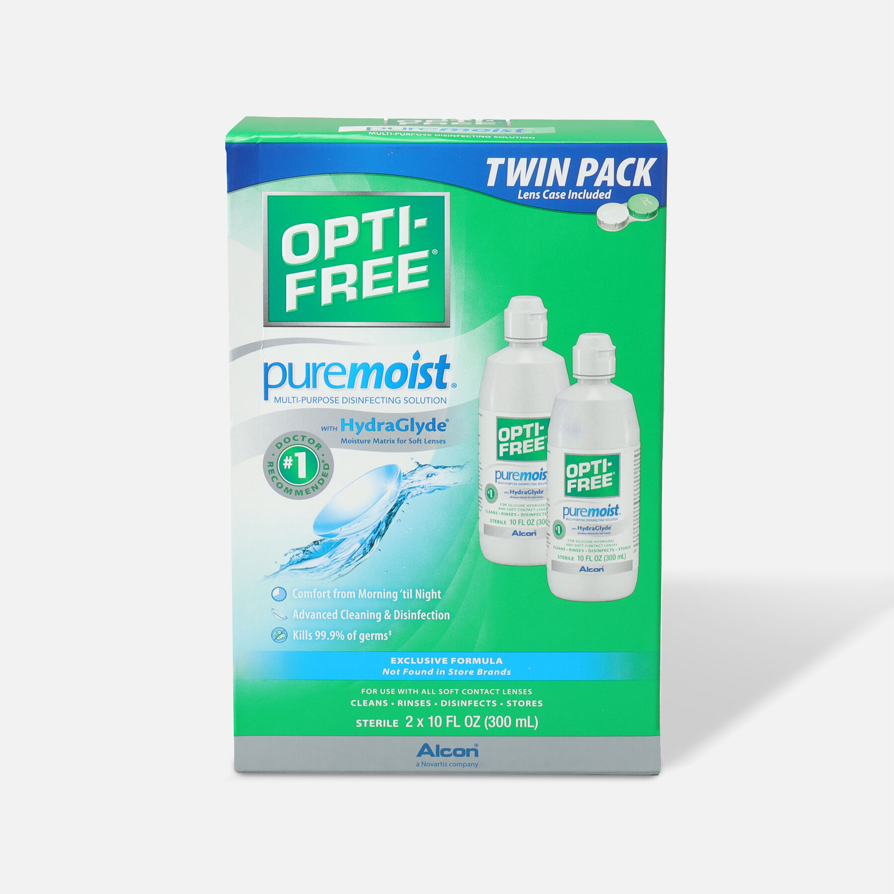 OptiFree PureMoist Disinfecting Solution 10 fl oz, (Pack of 2)