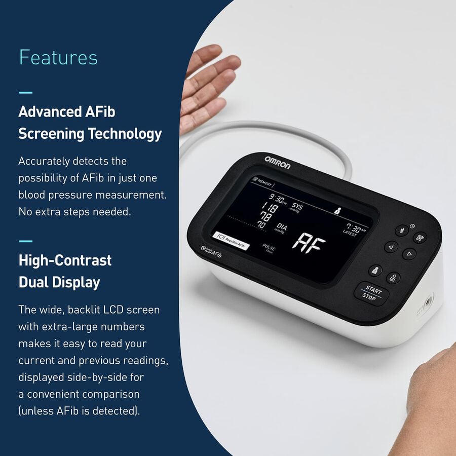 Omron 10-Series Upper Arm Blood Pressure Monitor, Connected, with AC Adapter, , large image number 2