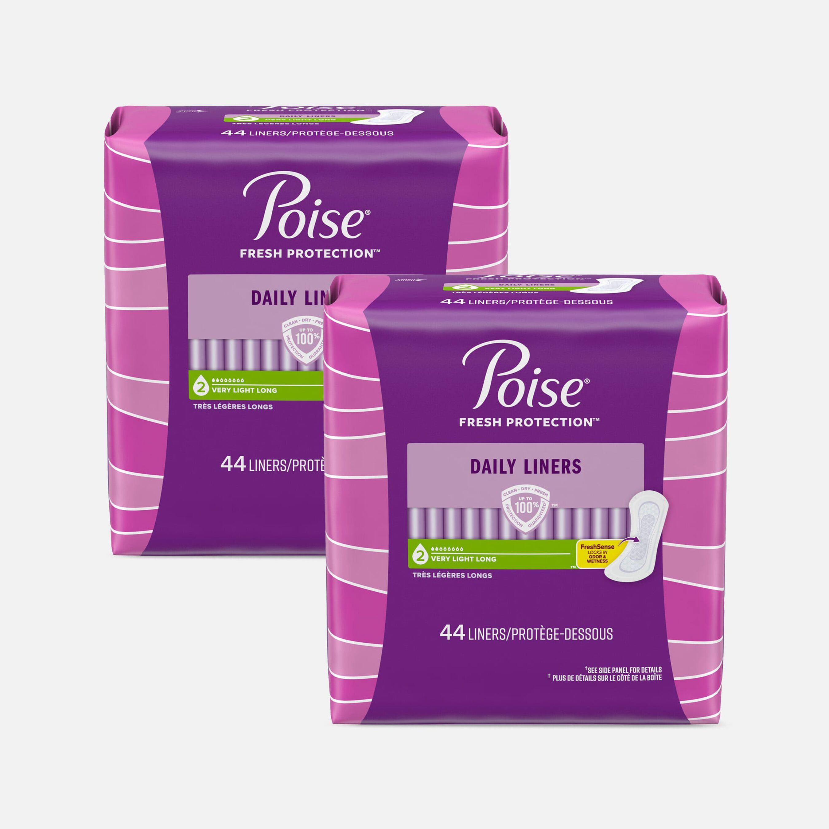 FSA Eligible Poise Pantyliners Very Light Extra Coverage, Long, 44 ct