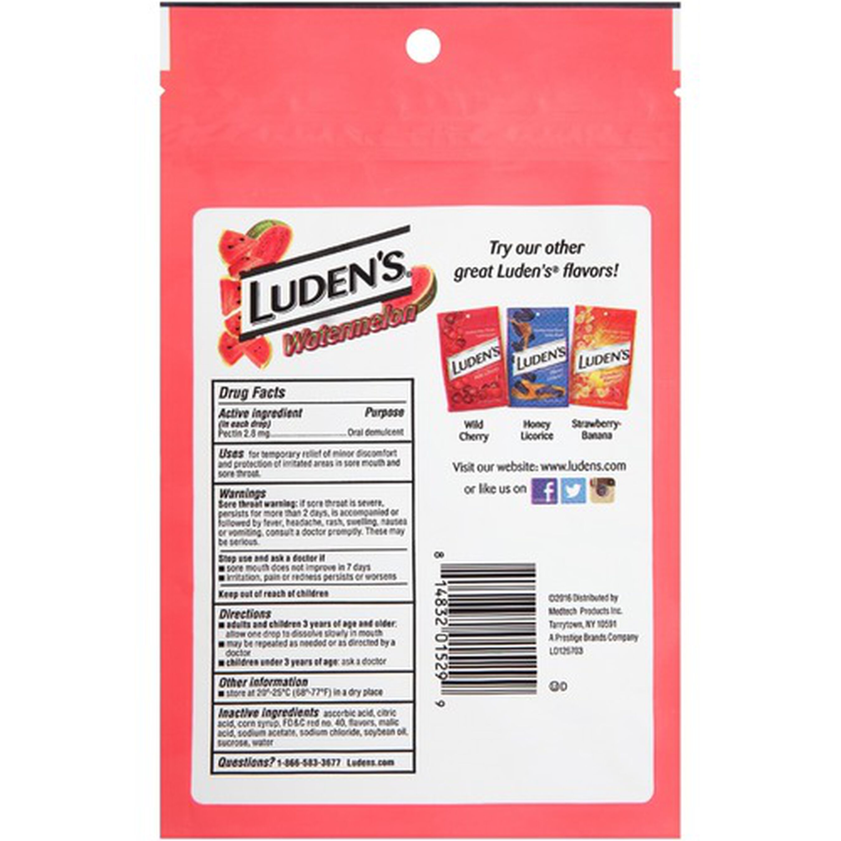 Luden's Watermelon Throat Drops, 25 ct.