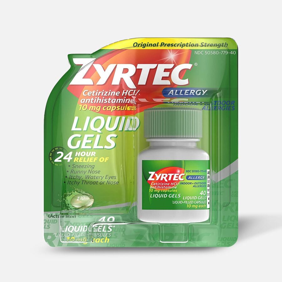 Zyrtec Allergy 24 Hour Relief Liquid Gels, 10 mg, 40 ct., , large image number 0