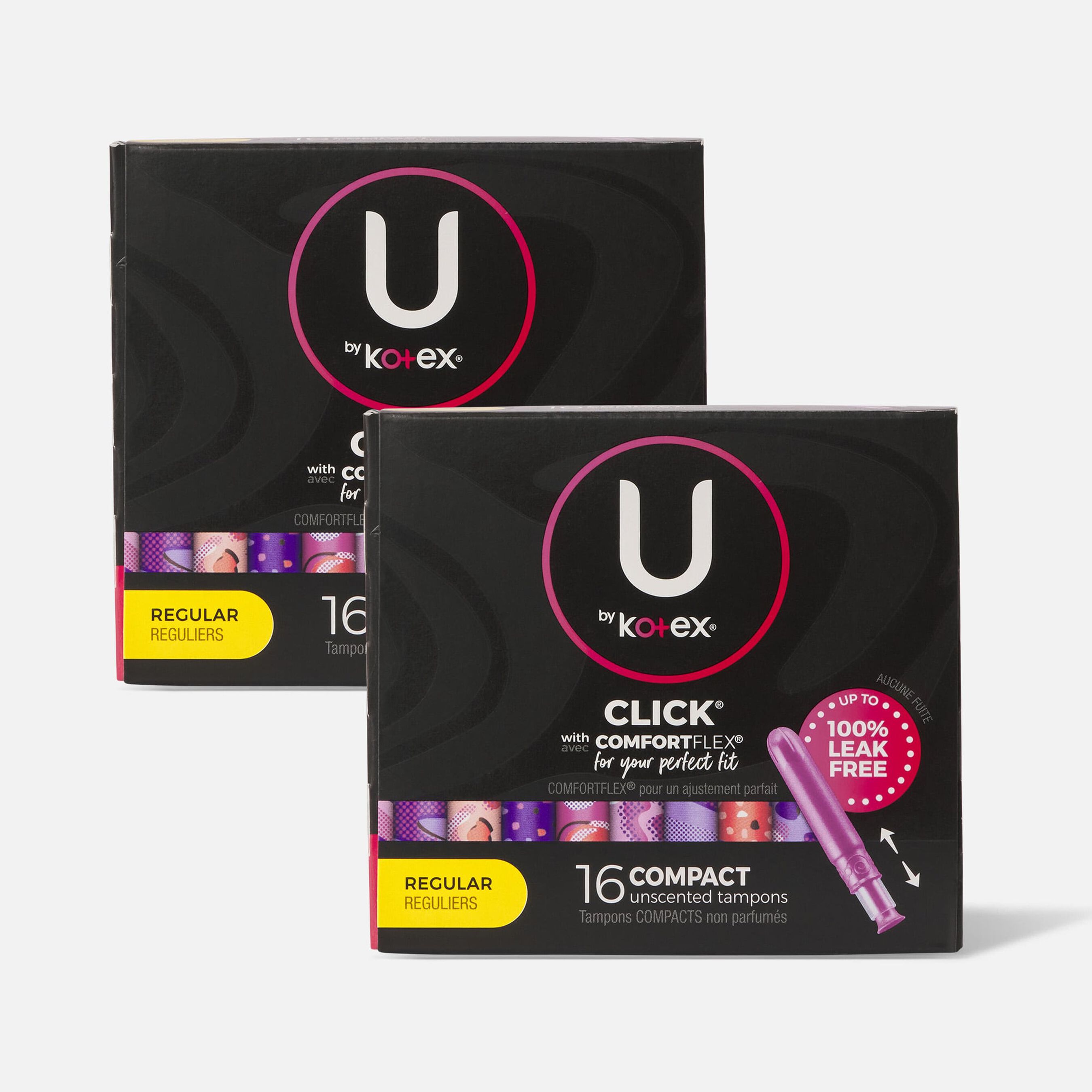 FSA Eligible U by Kotex Click Compact Tampons, Regular Absorbency, 16