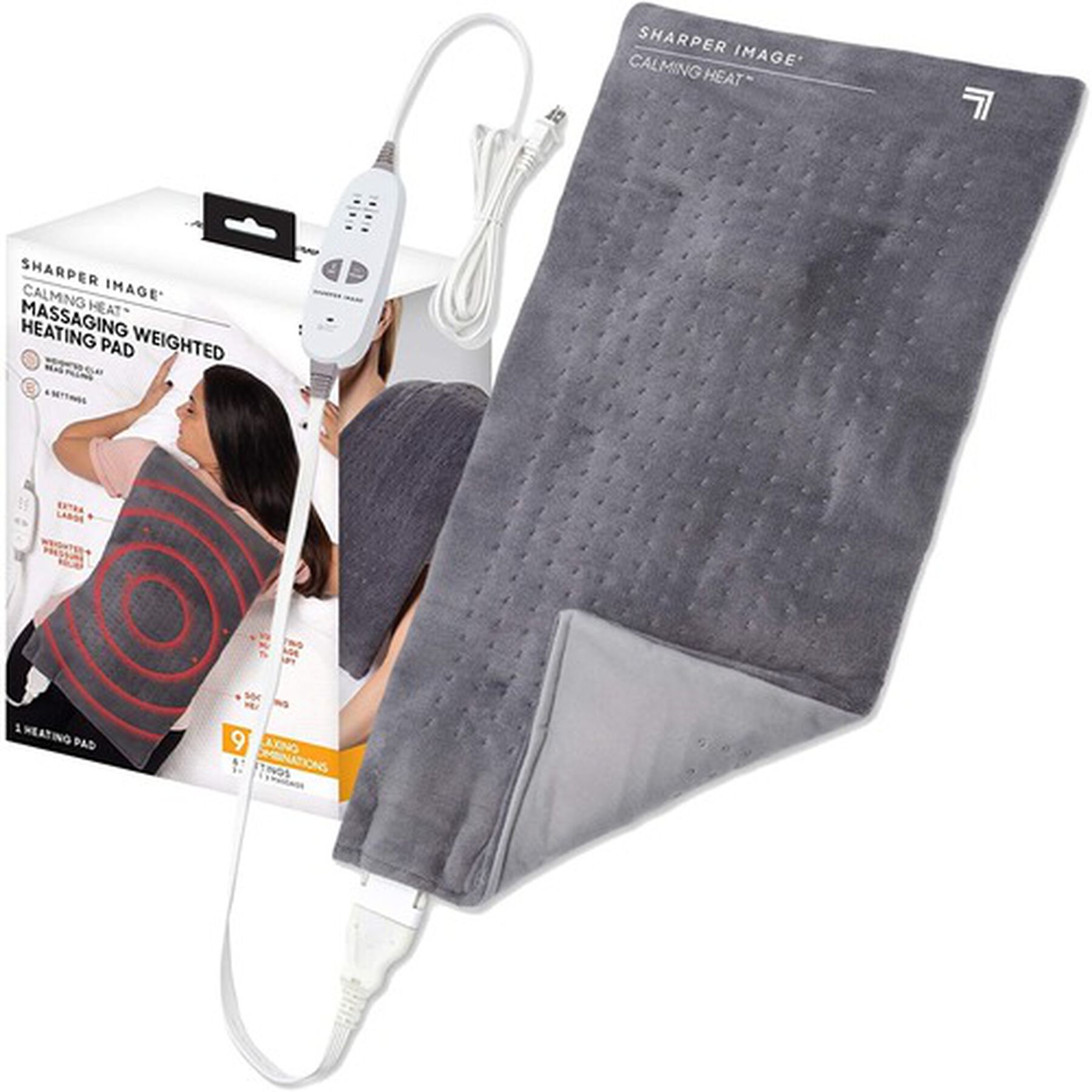Sharper Image® Calming Heat Massaging Weighted Heating Pad, 12” x 24