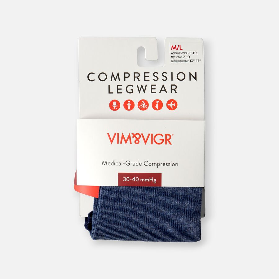 VIM & VIGR Cotton Compression Socks, Heathered Collection Navy, 30-40 mmHg, , large image number 2
