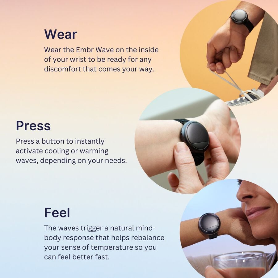 Embr Wave Hot Flash Relief Wristband, Black, Black, large image number 2