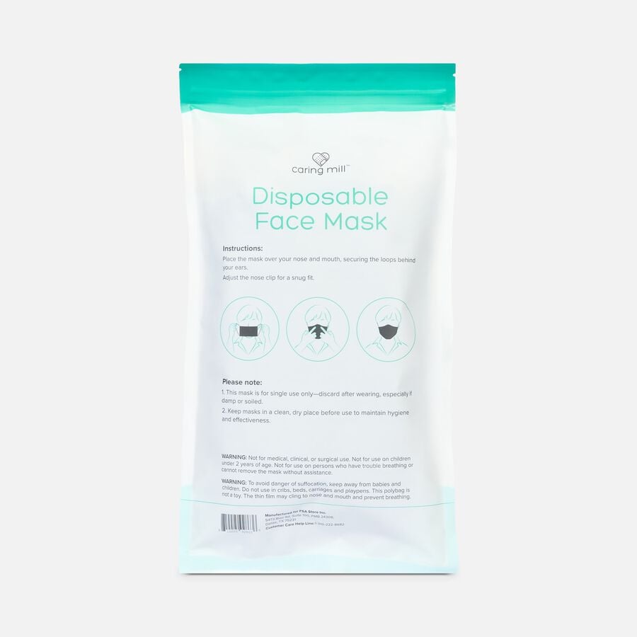 Caring Mill&trade;  Disposable Face Mask, Black, 50 ct., , large image number 1