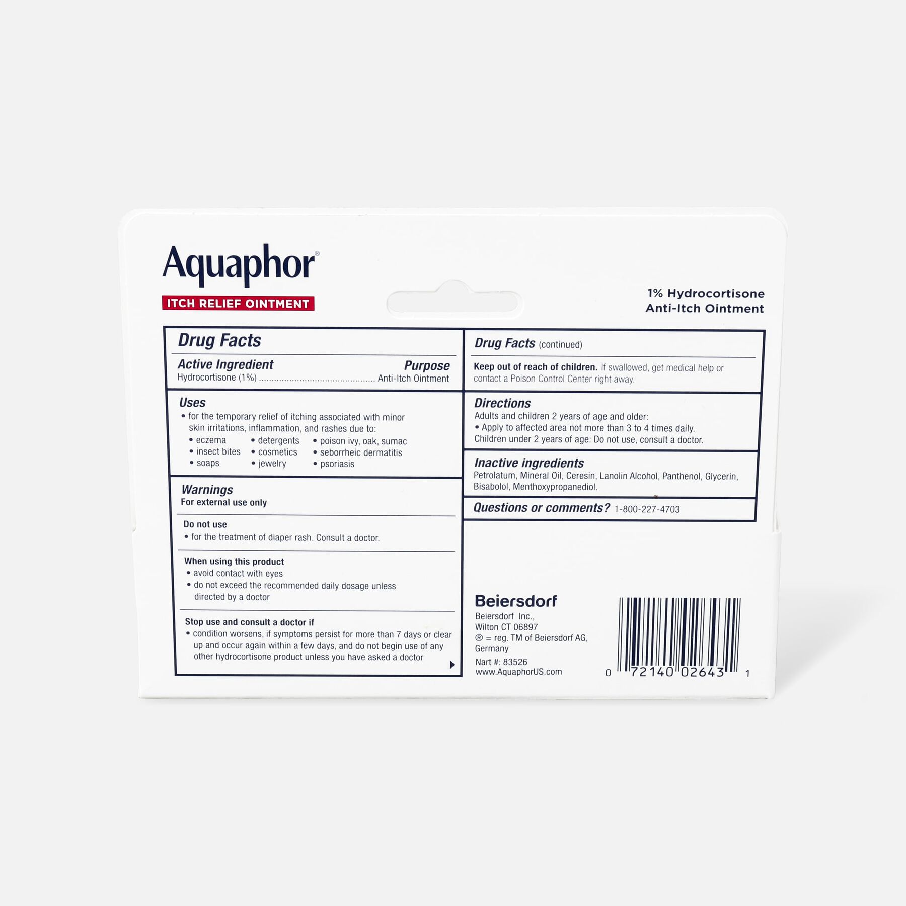 FSA Eligible Aquaphor Itch Relief Ointment, 1 Hydrocortisone, 1 oz