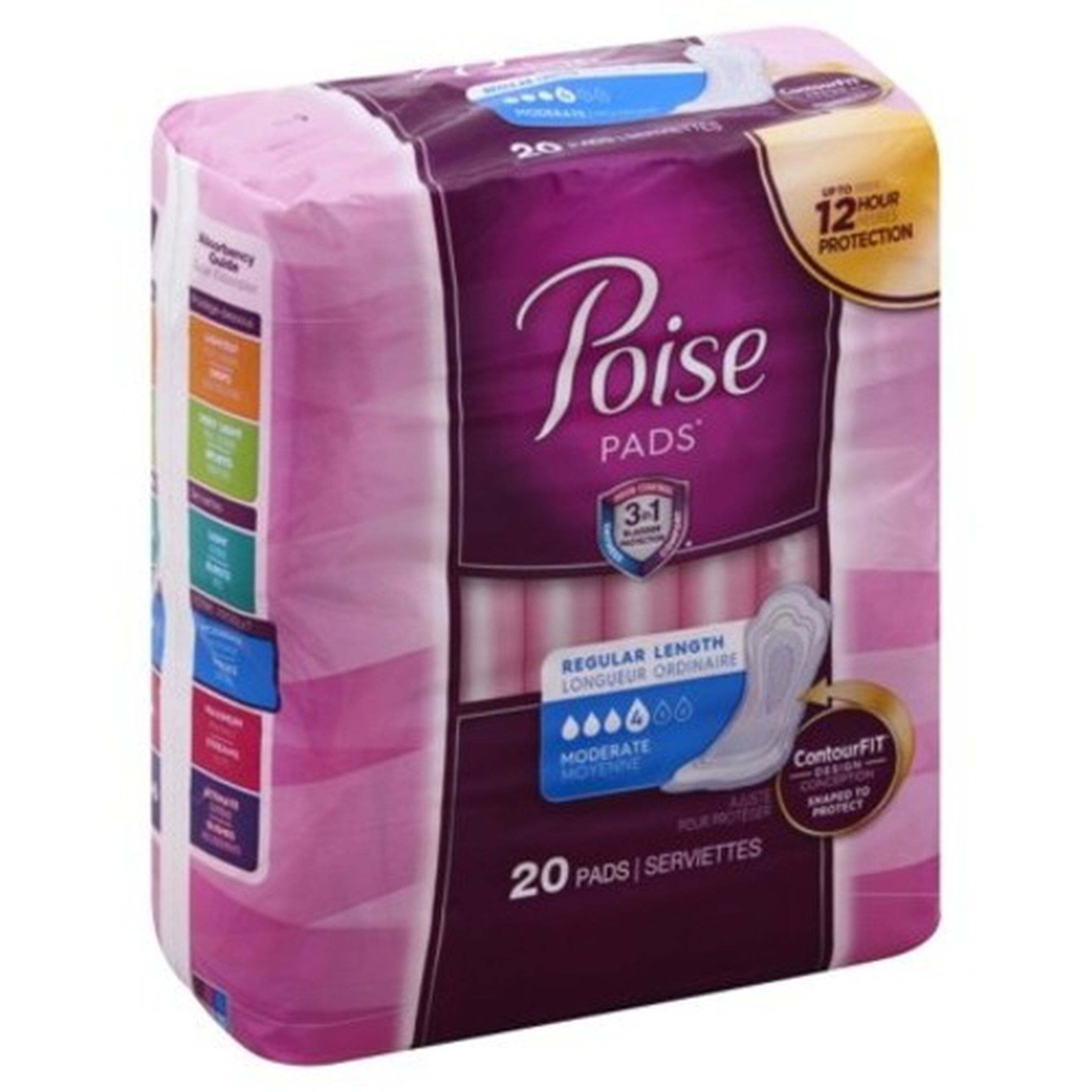 Poise Incontinence Pads, Moderate Absorbency 10", 20ct