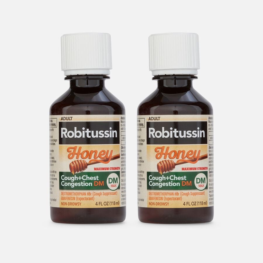 Robitussin Honey Maximum Strength Cough & Chest Congestion DM, 4 fl oz. (2-Pack), , large image number 0