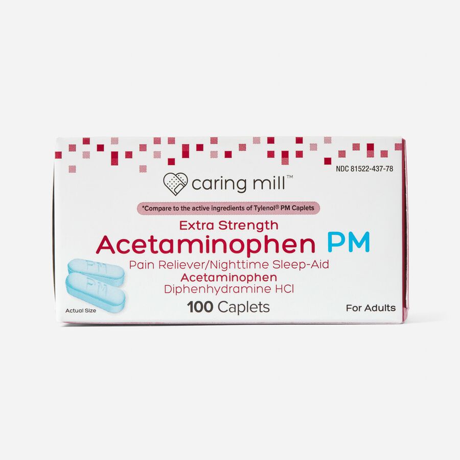 Caring Mill ™ Extra Strength Acetaminophen PM Caplets, 100 ct., , large image number 0