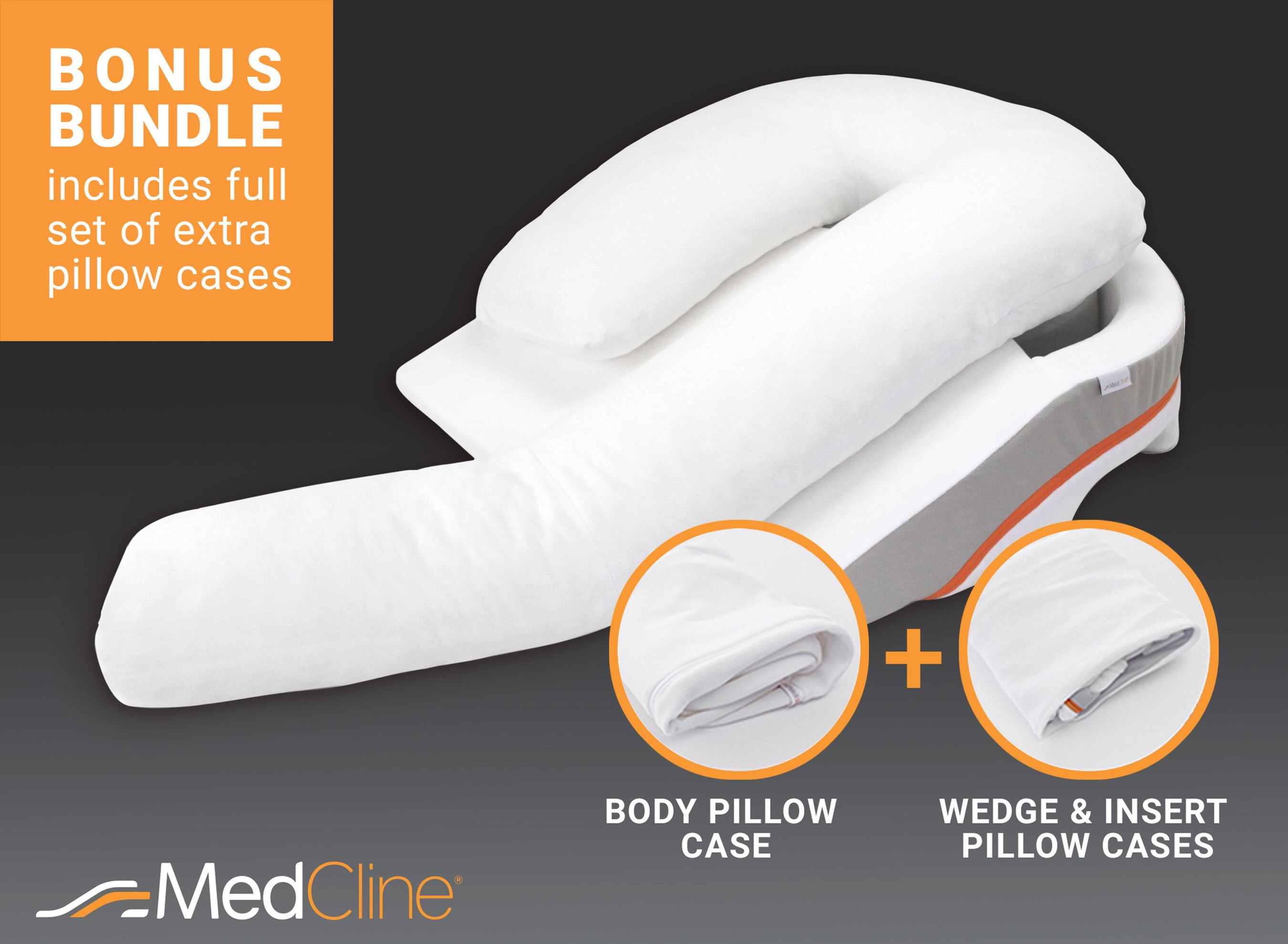 FSA Eligible MedCline Acid Reflux Relief Pillow System + Extra Cases, Small, Height 4' 8"5' 4"