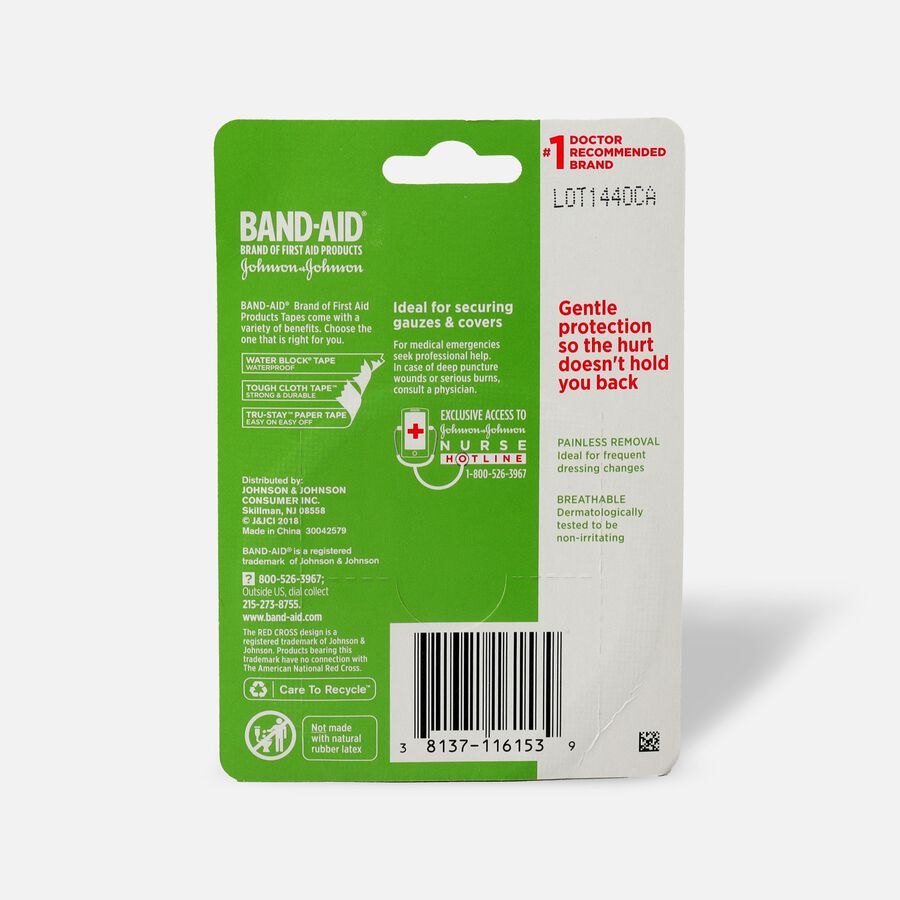 BAND-AID® HURT-FREE® Paper Tape, 1" x 10yds - 1 roll, , large image number 1
