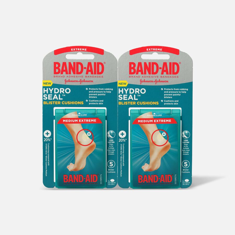 Band-Aid Hydro Seal Blister Cushion Bandages, Waterproof Adhesive Pads, Medium, 5 ct. (2-Pack), , large image number 0