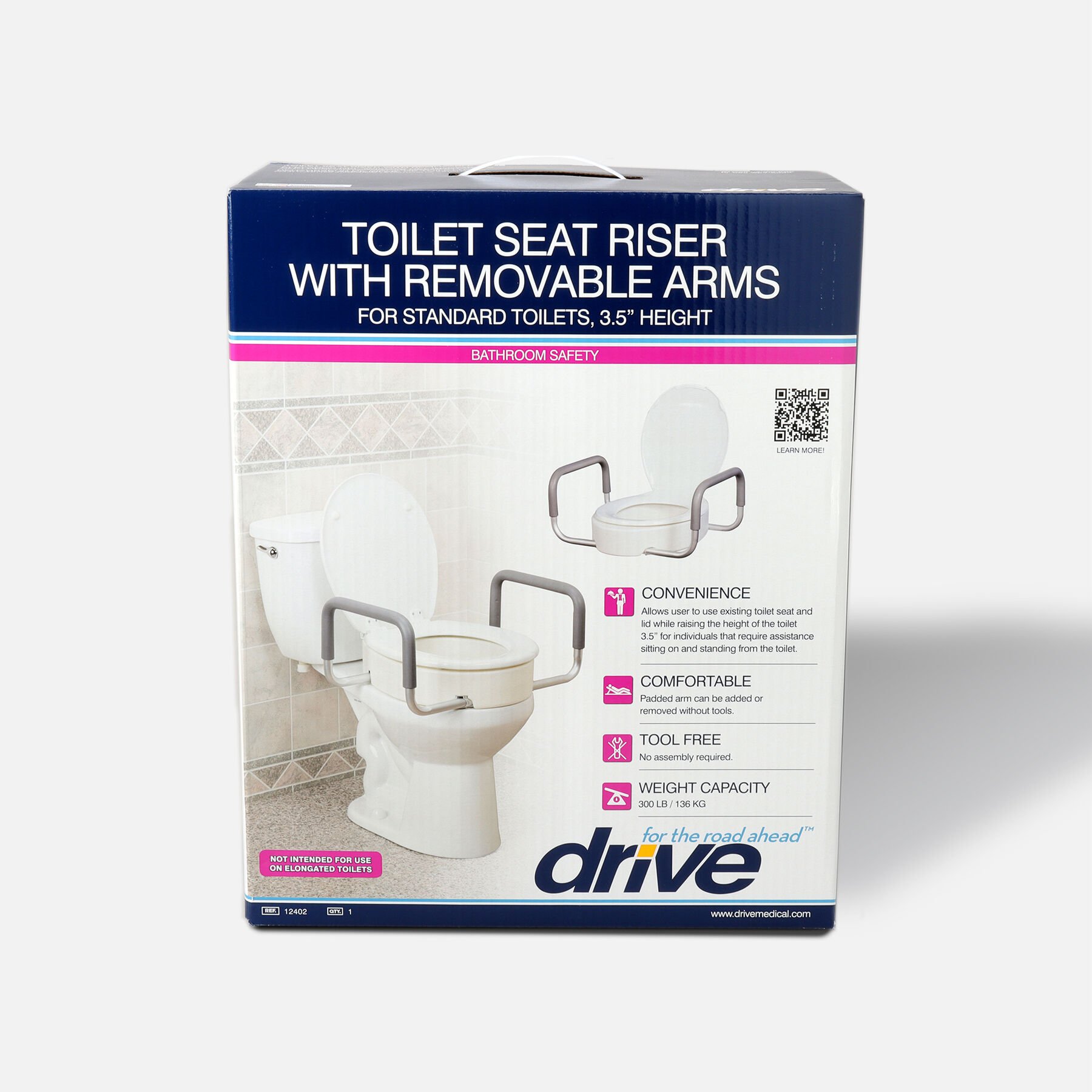 FSA Eligible Drive Medical Toilet Seat Riser with Removable Arms FSA