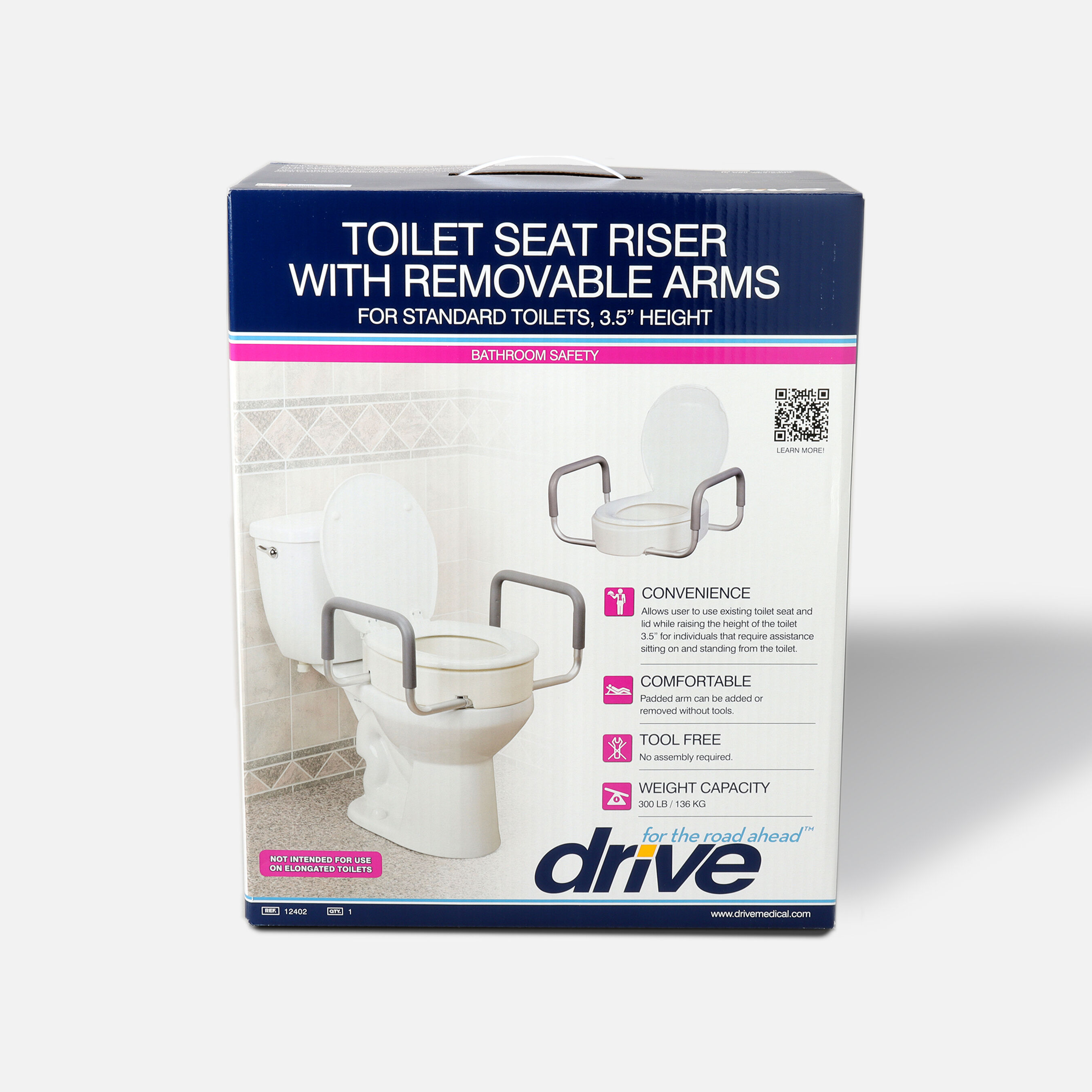 FSA Eligible Drive Medical Toilet Seat Riser with Removable Arms FSA