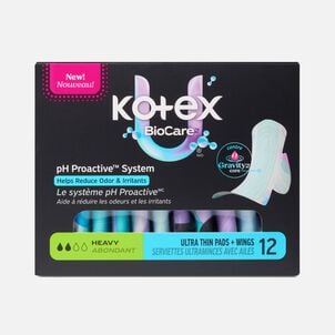 Kotex&reg; BioCare&trade; Ultra Thin Pads with Wings, Heavy Absorbency, 12 ct.