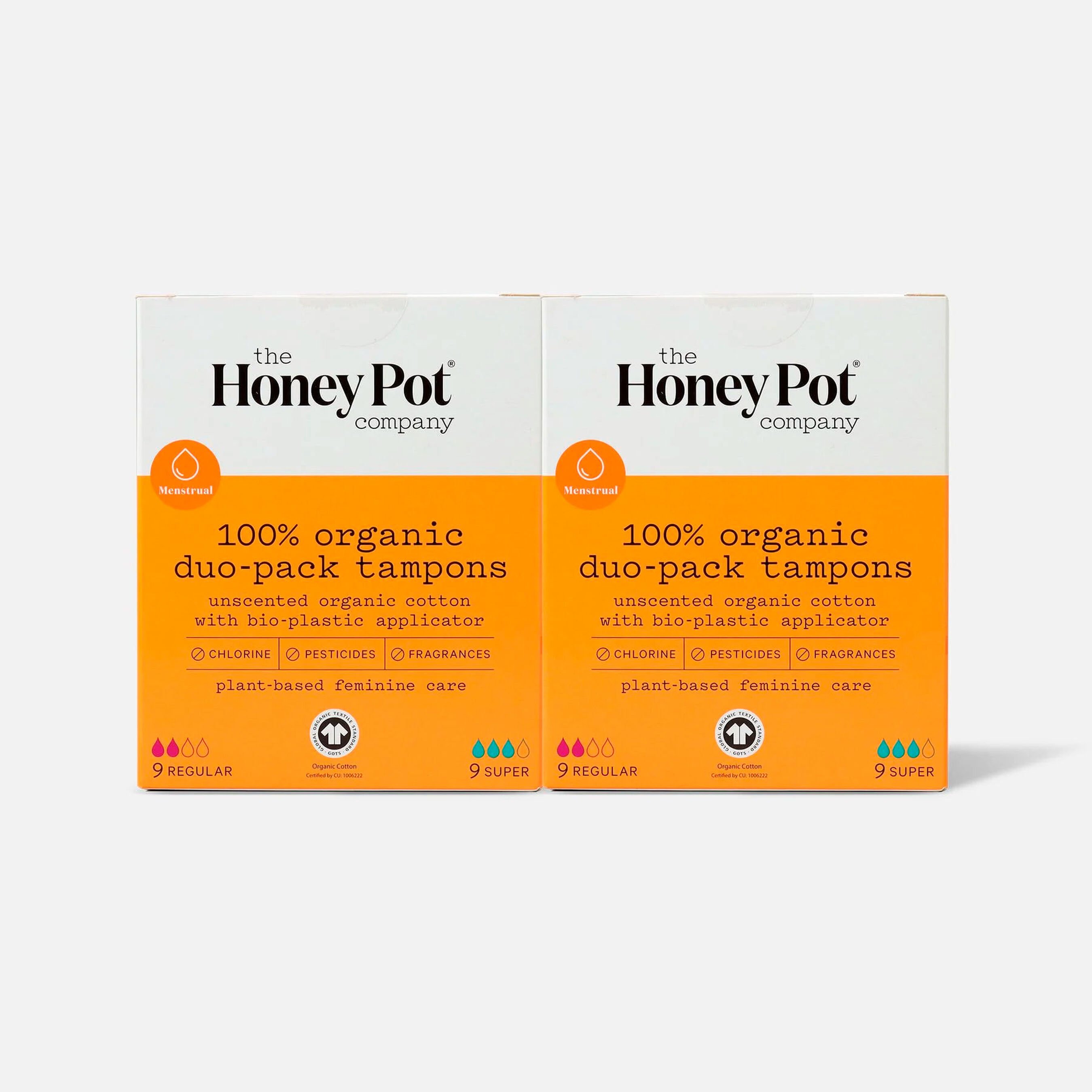 FSA Eligible The Honey Pot Organic DuoPack Tampons (Reg+Super), 18 ct