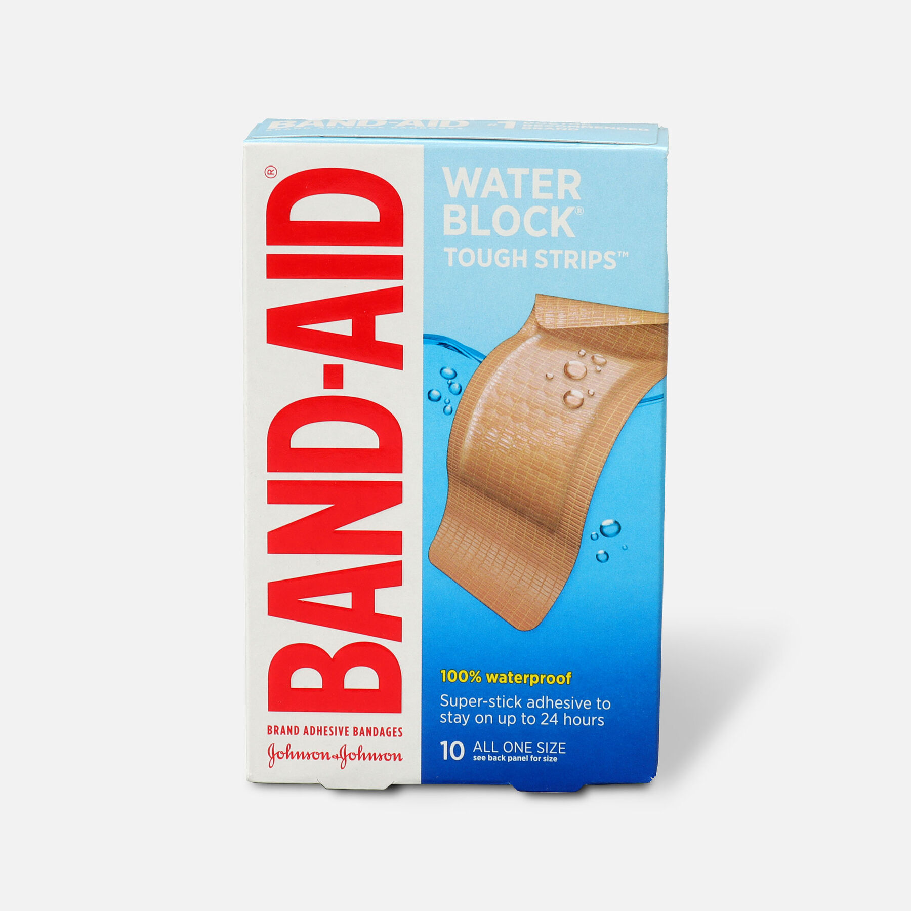 BandAid Adhesive Bandages, Extra Large ToughStrips Waterproof, 10 ea