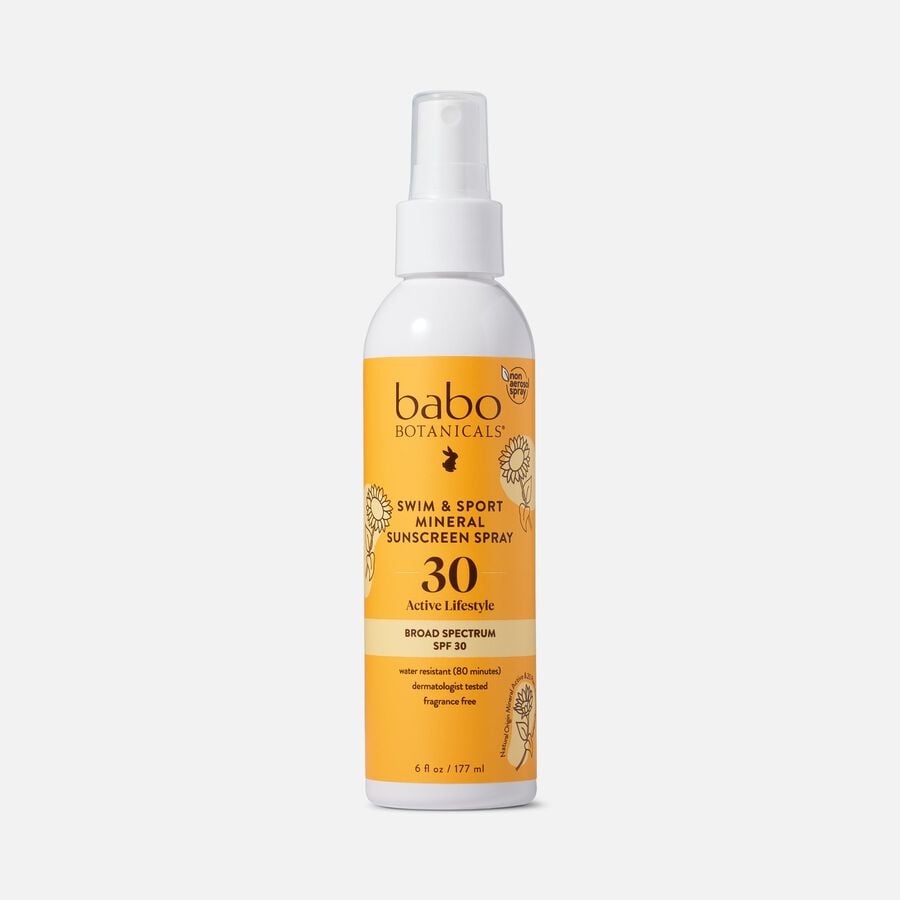 Babo Botanicals Swim & Sport Mineral Sunscreen Spray, SPF 30, 6 fl oz., , large image number 0
