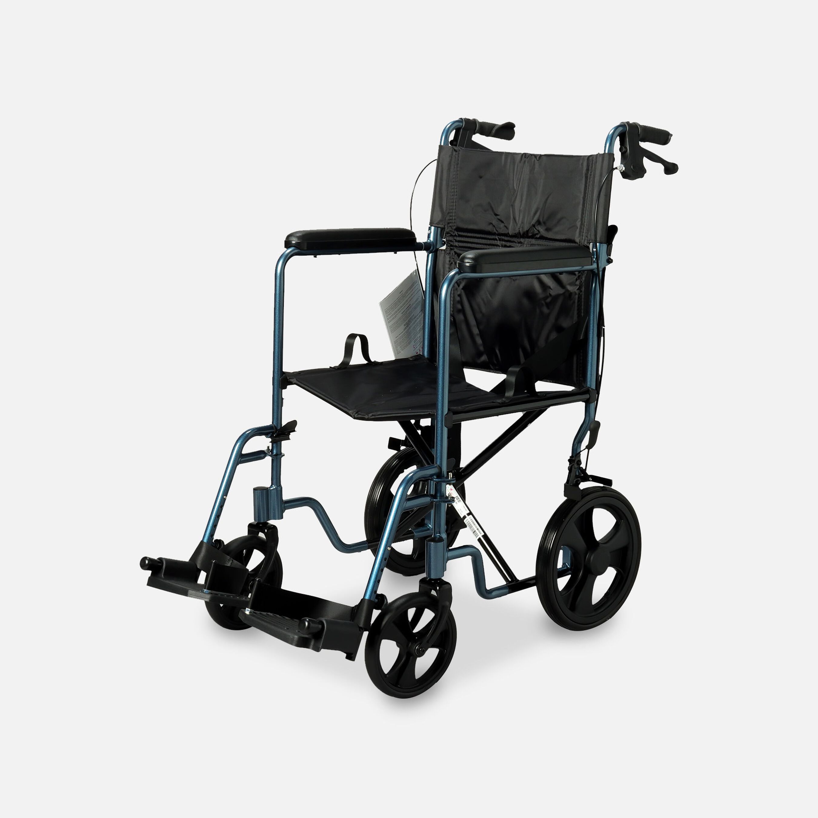 Nova Lightweight Transport Chair with Hand Brakes, Blue