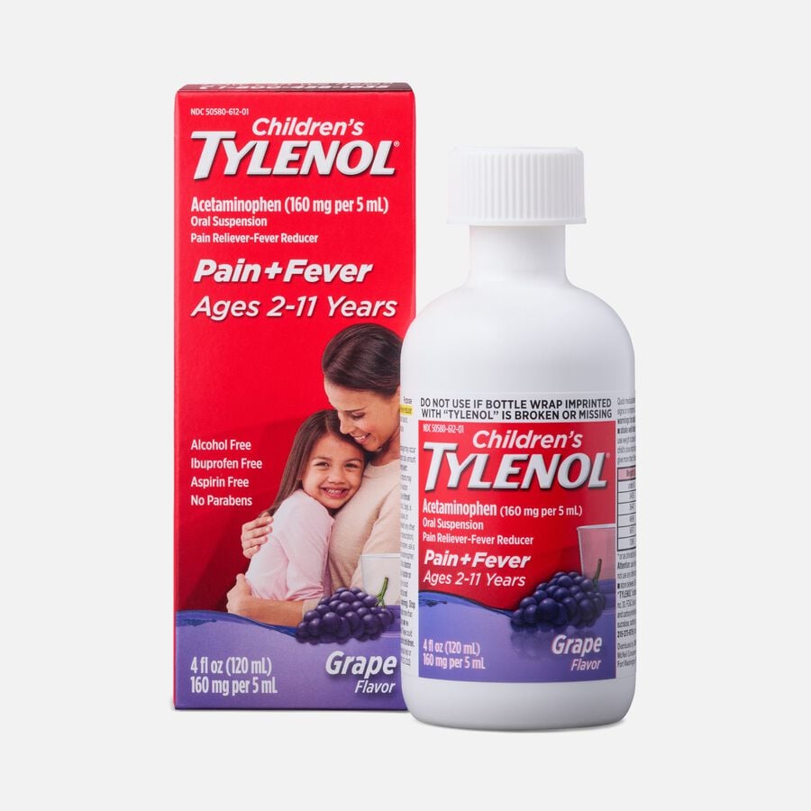 Children's Tylenol Fever Reducer & Pain Reliever, Ages 2-11, Grape Splash, 4 fl oz., , large image number 0