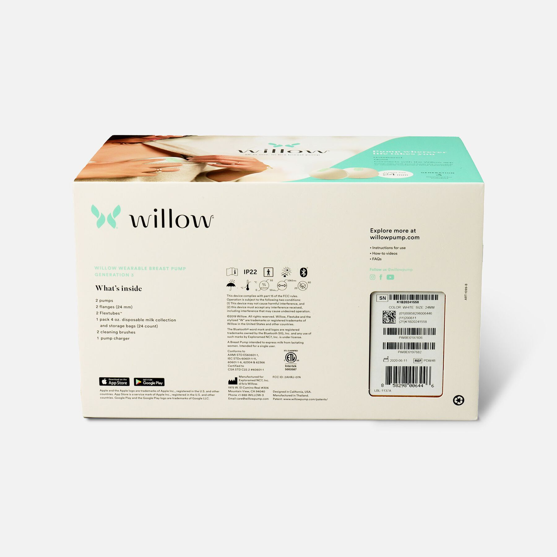 Willow Generation 3 Wearable Double Electric Breast Pump White