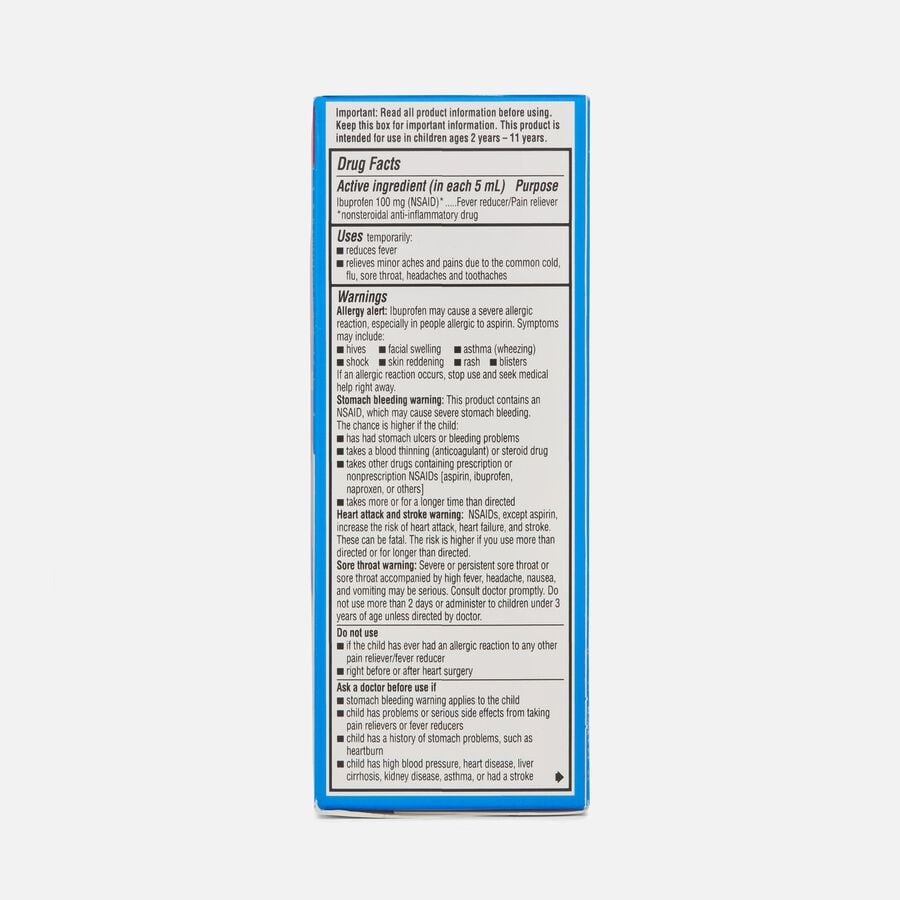 Children's Advil Pain Reliever and Fever Reducer, Sugar Free and Dye Free Ibuprofen Oral Suspension, Berry Flavored, 4 fl oz., , large image number 1