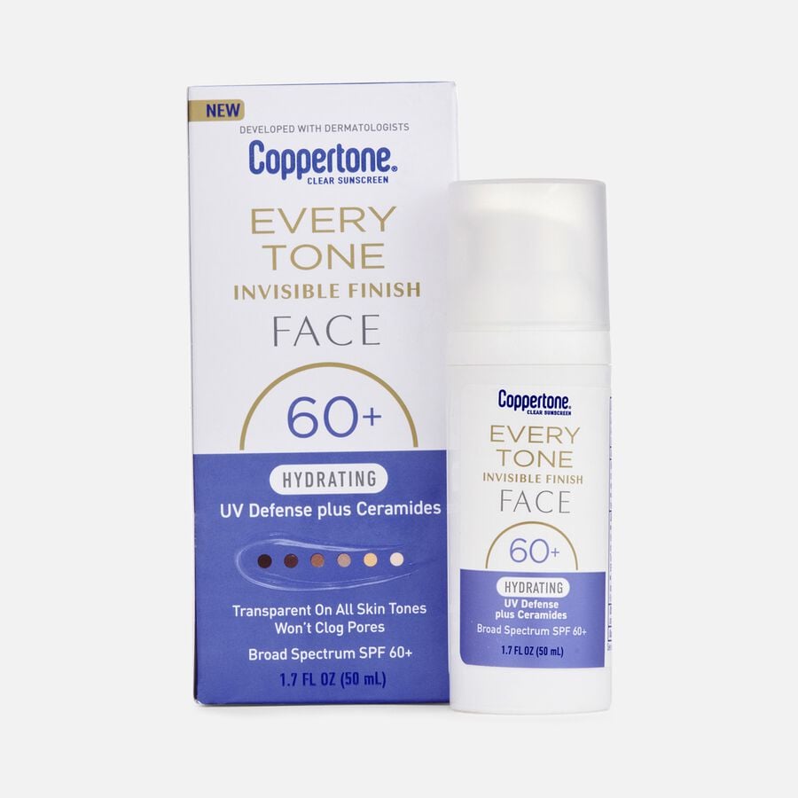 Coppertone Every Tone Invisible Finish Hydrating UV Defense Face Sunscreen, SPF 60+, 1.7 fl oz., , large image number 0